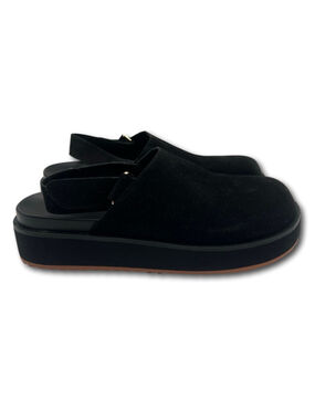 Platform Suede Clogs Mules Black Women’s Size 9 Back Strap Round Toe Comfort